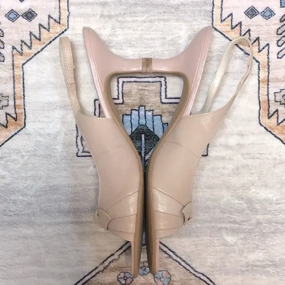 Franco Sarto Blush Pink Leather Open Toe Slingback Kitten Heels Sz.9 - Picture 6 of 10